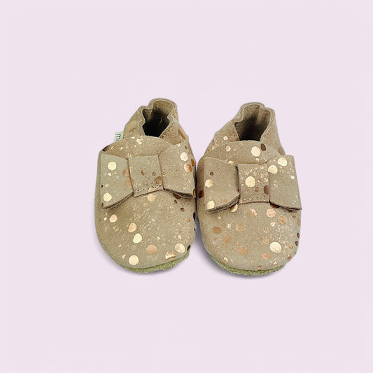 Krabbelschuhe Leder - Schleife / Punkte - 14/15
