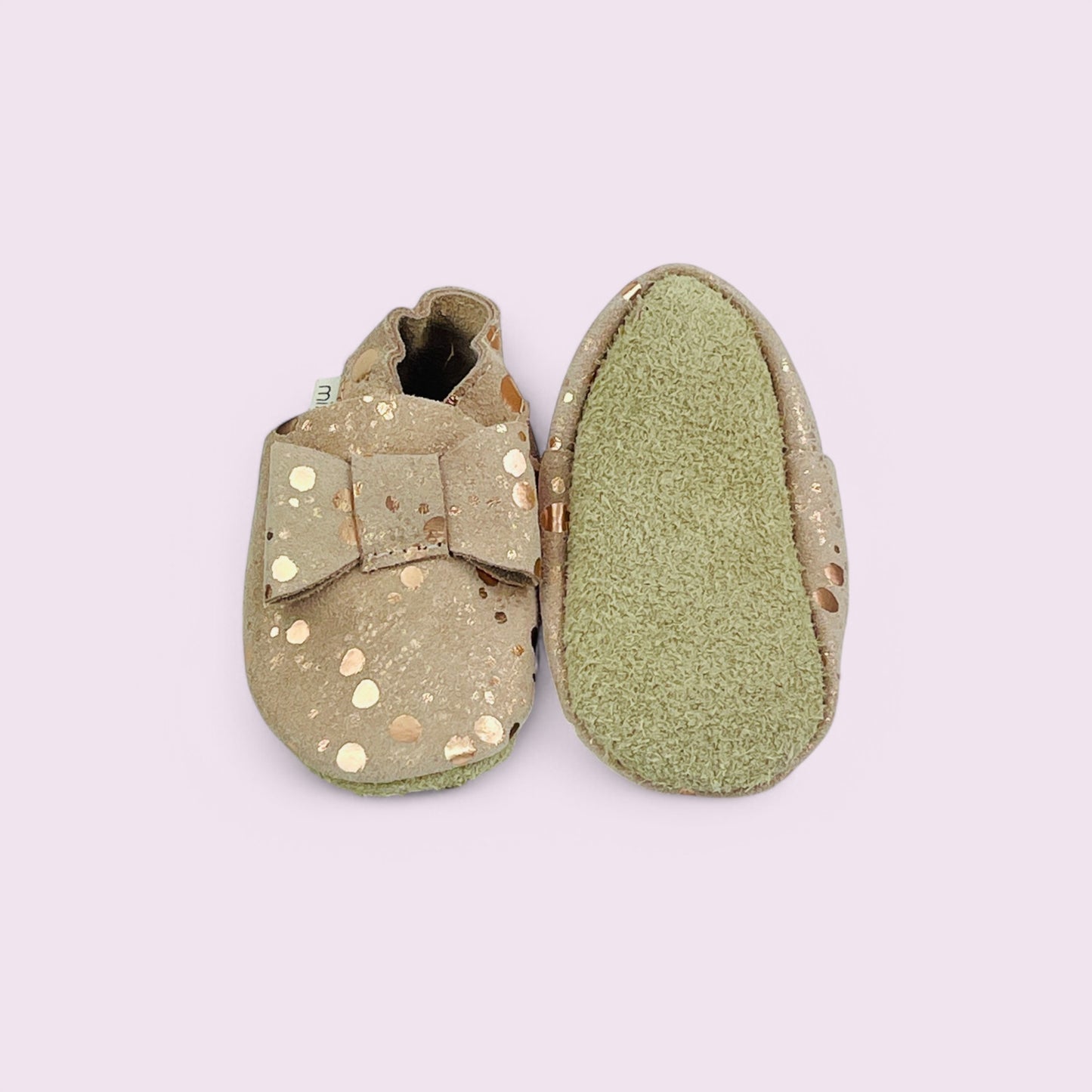 Krabbelschuhe Leder - Schleife / Punkte - 14/15