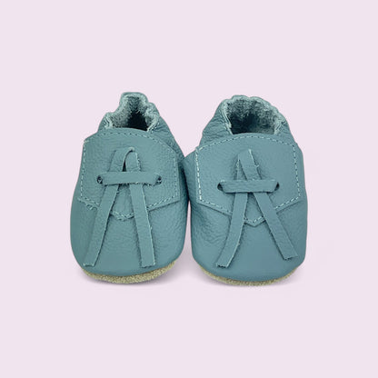 Krabbelschuhe Baby - Bänder/ Eisblau - Größe 14/15