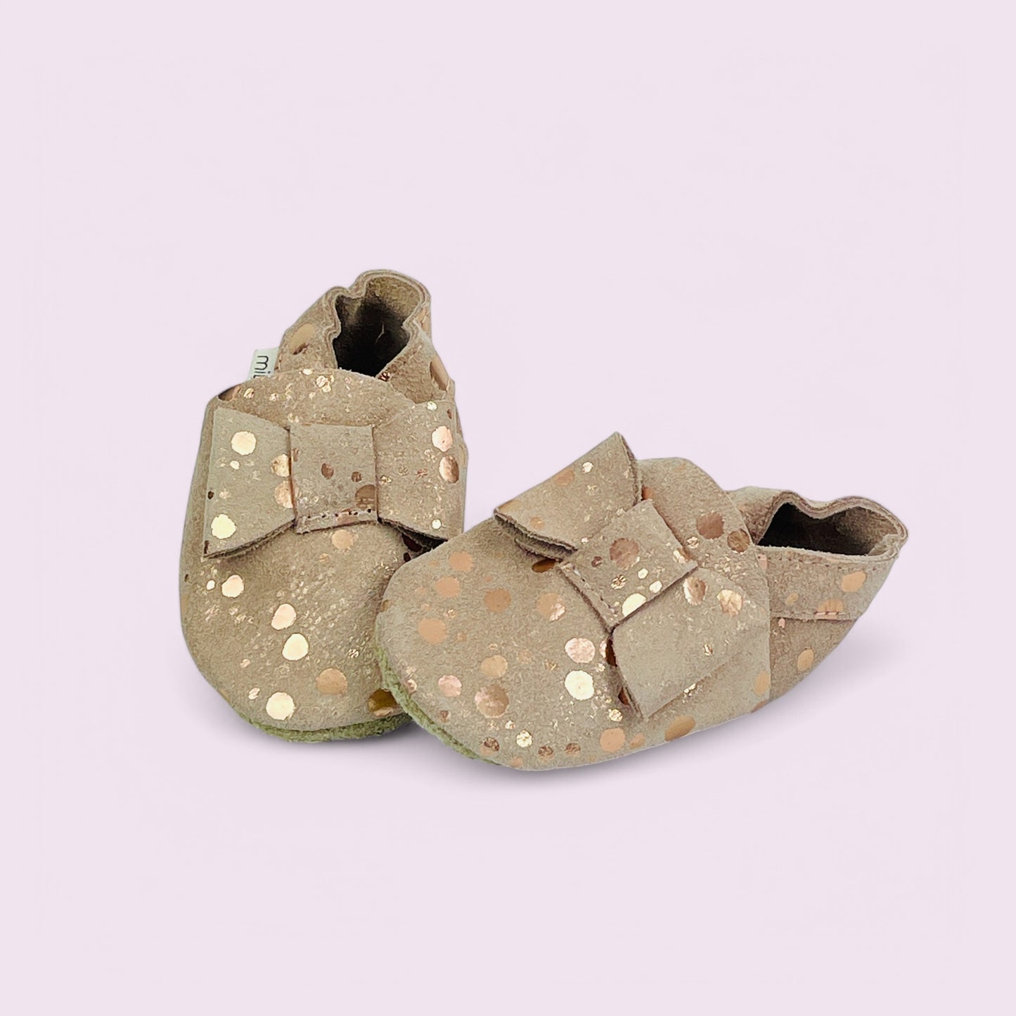 Krabbelschuhe Leder - Schleife / Punkte - 14/15