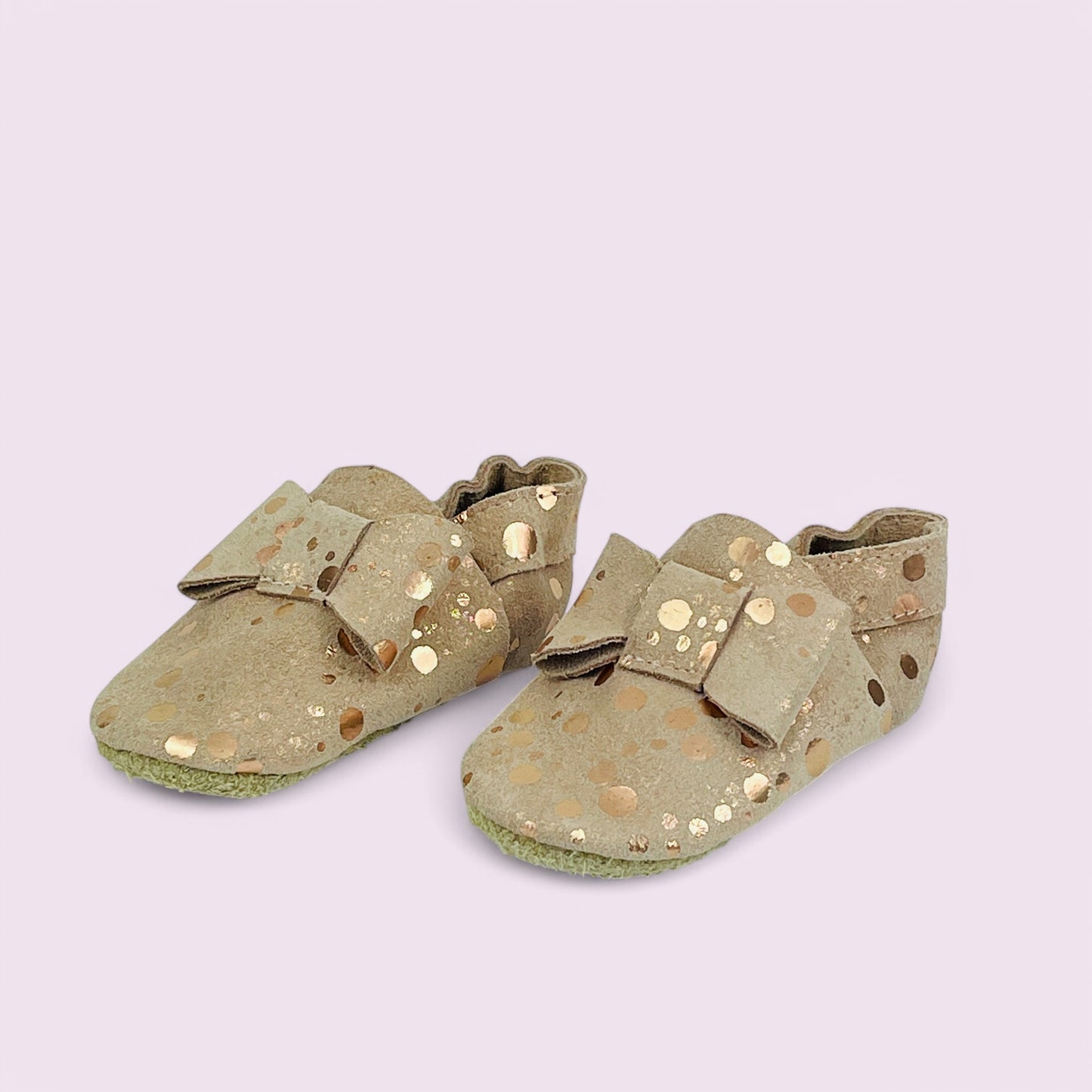 Krabbelschuhe Leder - Schleife / Punkte - 14/15