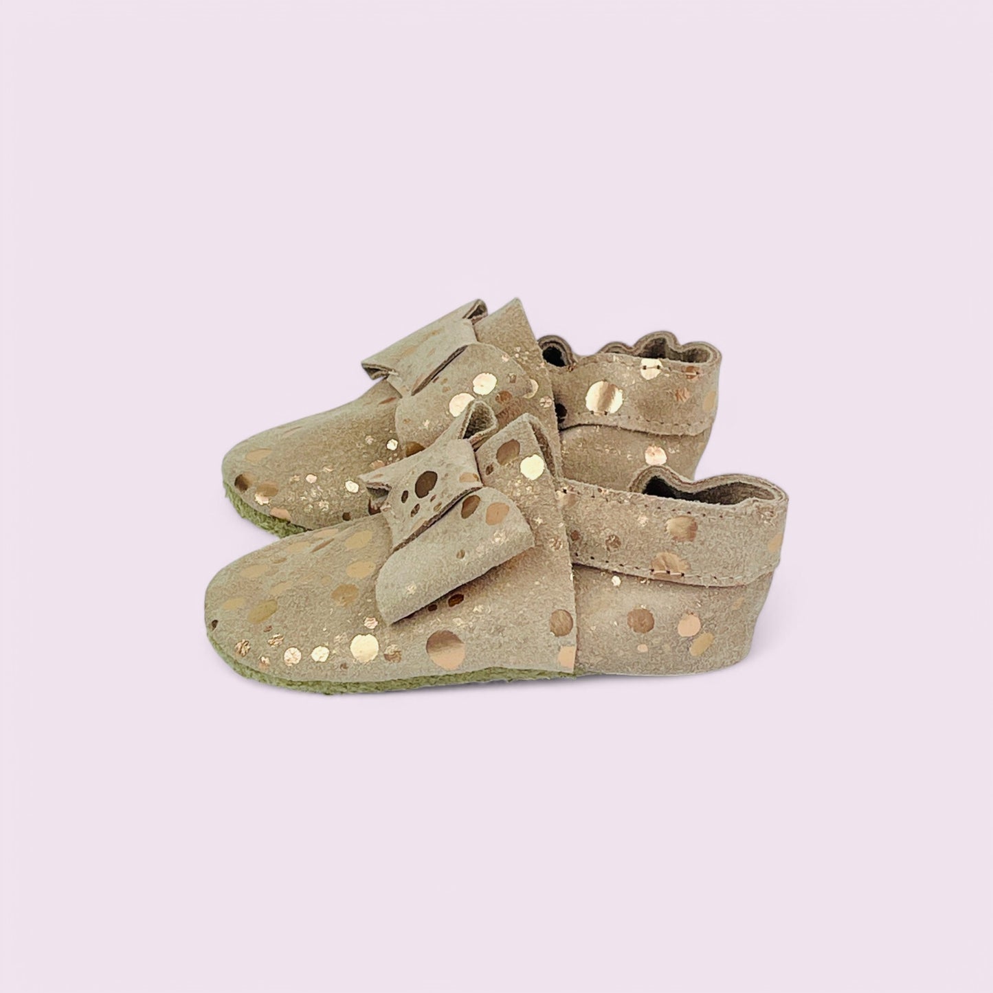 Krabbelschuhe Leder - Schleife / Punkte - 14/15